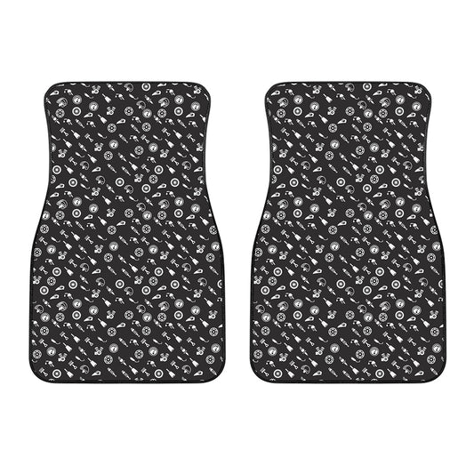 Motorcycle Parts Pattern Print Front Car Floor Mats