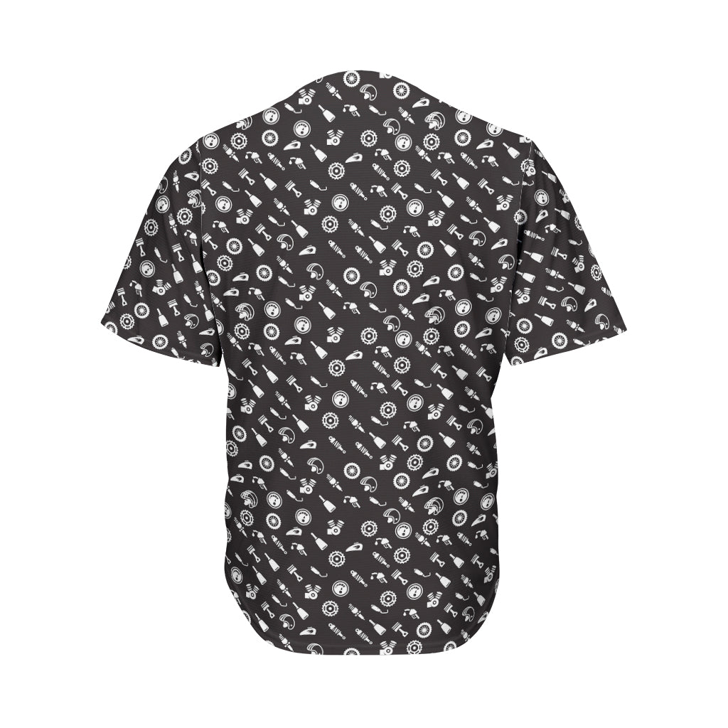 Motorcycle Parts Pattern Print Men's Baseball Jersey