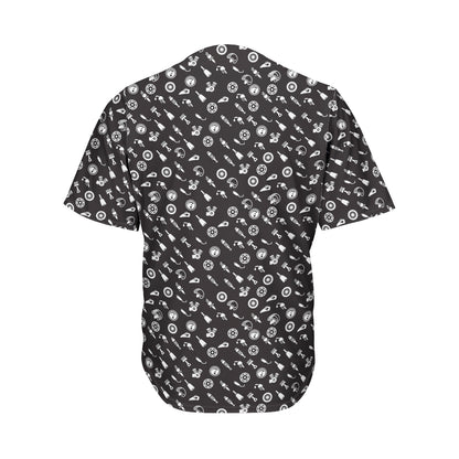 Motorcycle Parts Pattern Print Men's Baseball Jersey