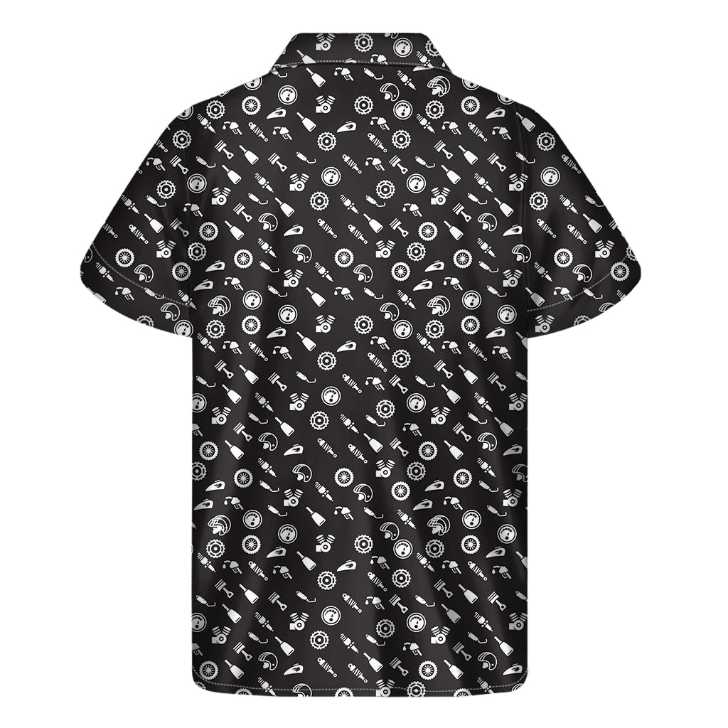 Motorcycle Parts Pattern Print Men's Short Sleeve Shirt