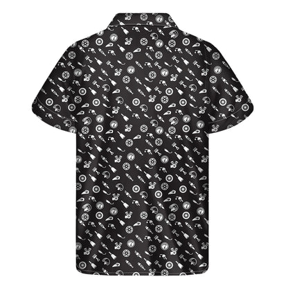 Motorcycle Parts Pattern Print Men's Short Sleeve Shirt