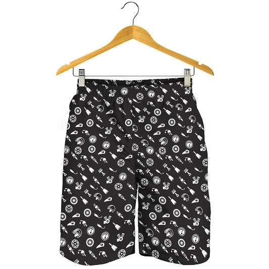 Motorcycle Parts Pattern Print Men's Shorts
