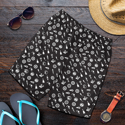Motorcycle Parts Pattern Print Men's Shorts