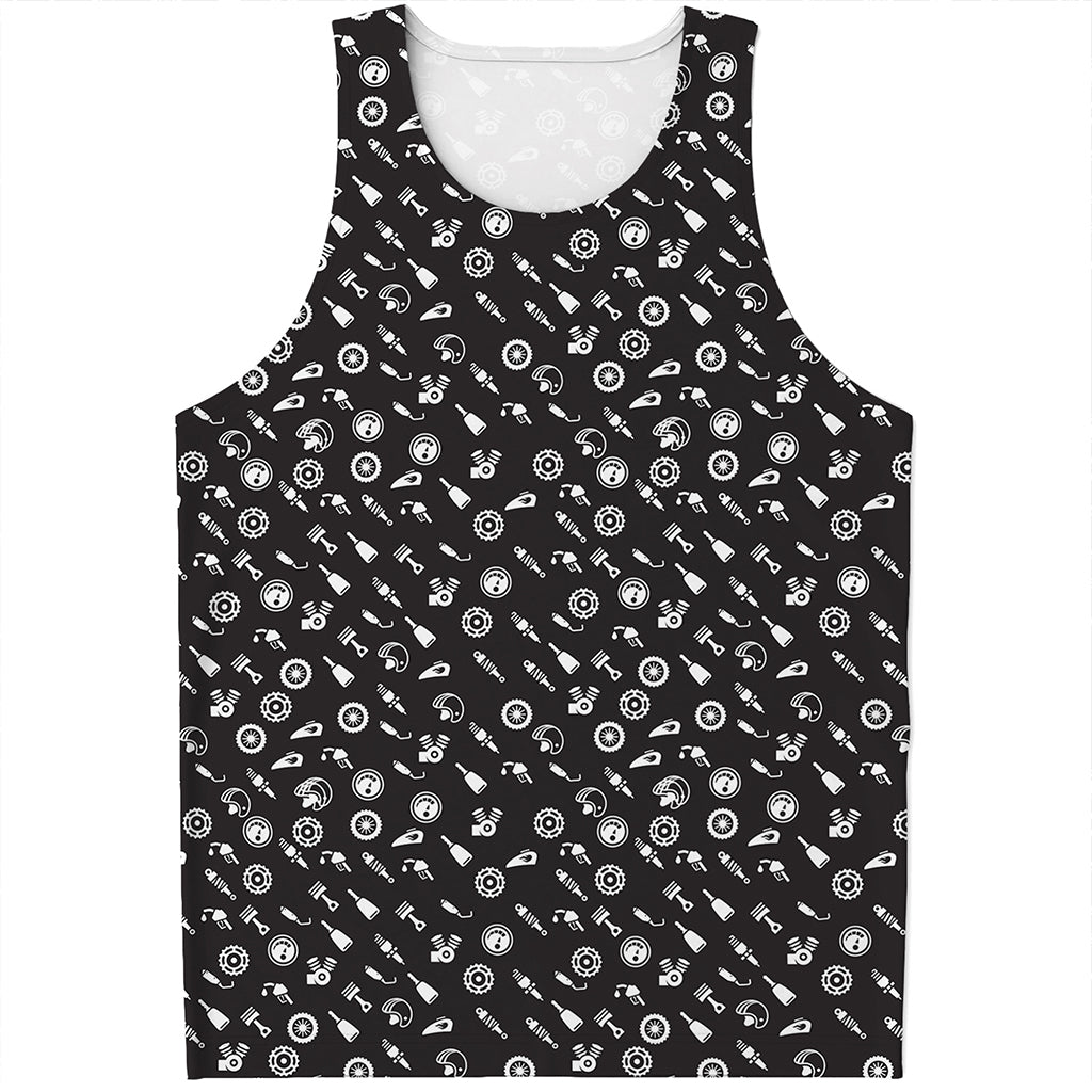 Motorcycle Parts Pattern Print Men's Tank Top