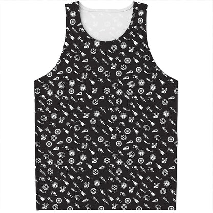 Motorcycle Parts Pattern Print Men's Tank Top