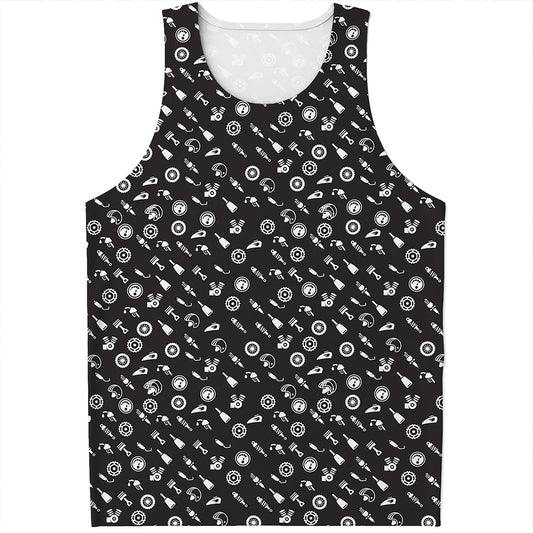 Motorcycle Parts Pattern Print Men's Tank Top
