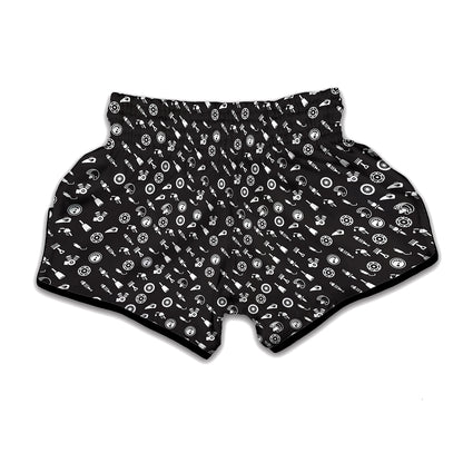Motorcycle Parts Pattern Print Muay Thai Boxing Shorts