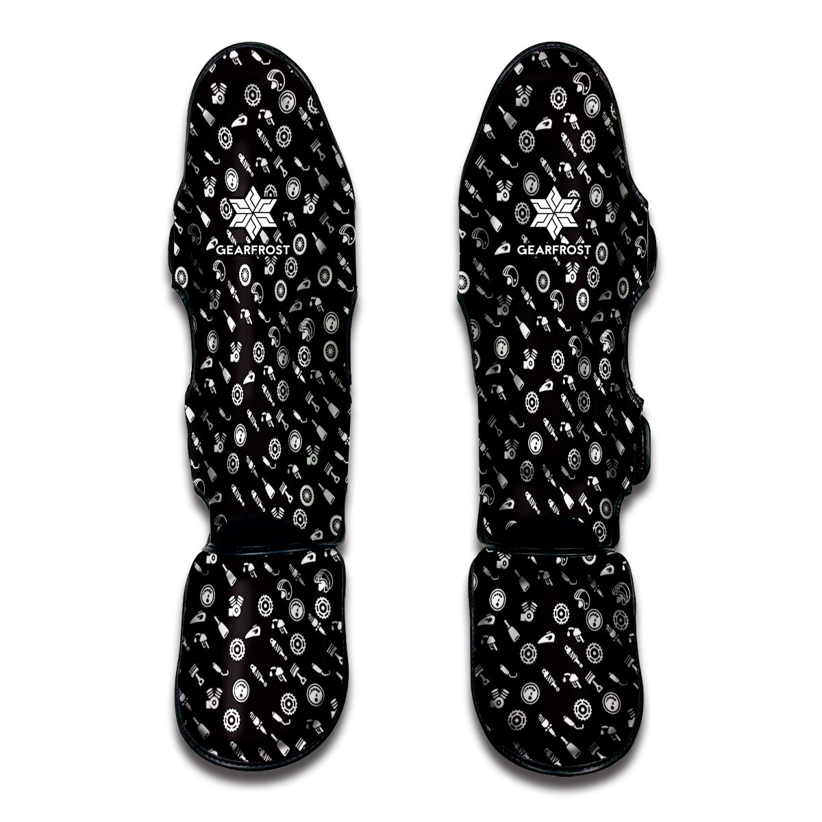 Motorcycle Parts Pattern Print Muay Thai Shin Guard