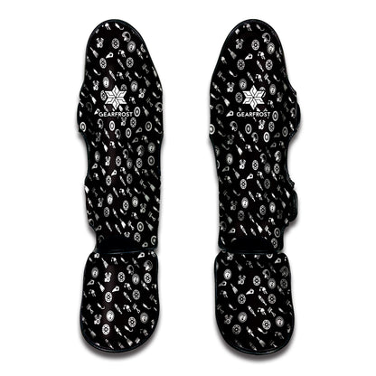 Motorcycle Parts Pattern Print Muay Thai Shin Guard