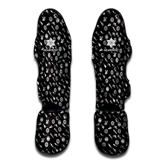 Motorcycle Parts Pattern Print Muay Thai Shin Guard