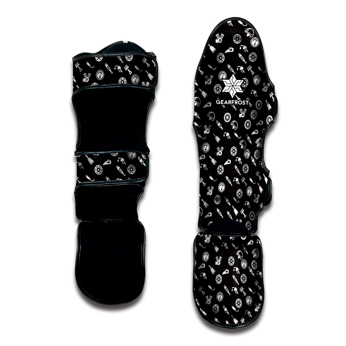 Motorcycle Parts Pattern Print Muay Thai Shin Guard