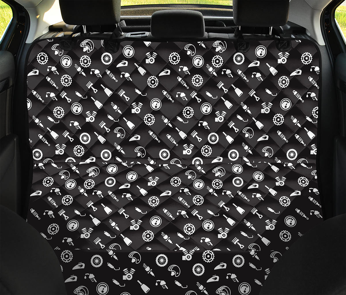 Motorcycle Parts Pattern Print Pet Car Back Seat Cover