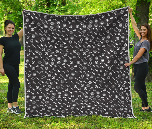 Motorcycle Parts Pattern Print Quilt