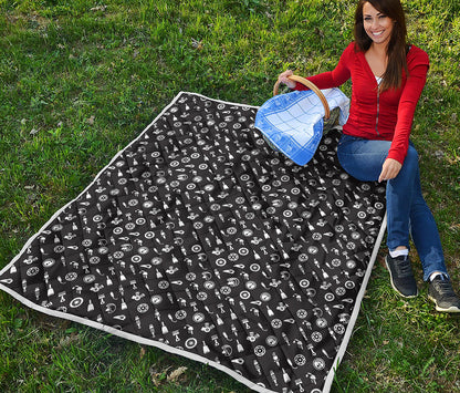 Motorcycle Parts Pattern Print Quilt