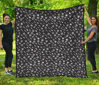 Motorcycle Parts Pattern Print Quilt