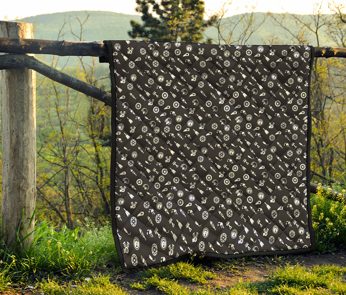 Motorcycle Parts Pattern Print Quilt