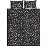 Motorcycle Parts Pattern Print Quilt Bed Set