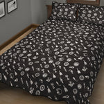Motorcycle Parts Pattern Print Quilt Bed Set