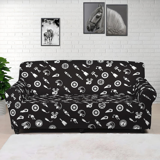 Motorcycle Parts Pattern Print Sofa Cover