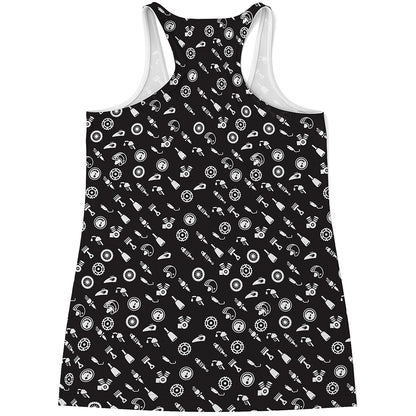 Motorcycle Parts Pattern Print Women's Racerback Tank Top