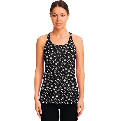 Motorcycle Parts Pattern Print Women's Racerback Tank Top