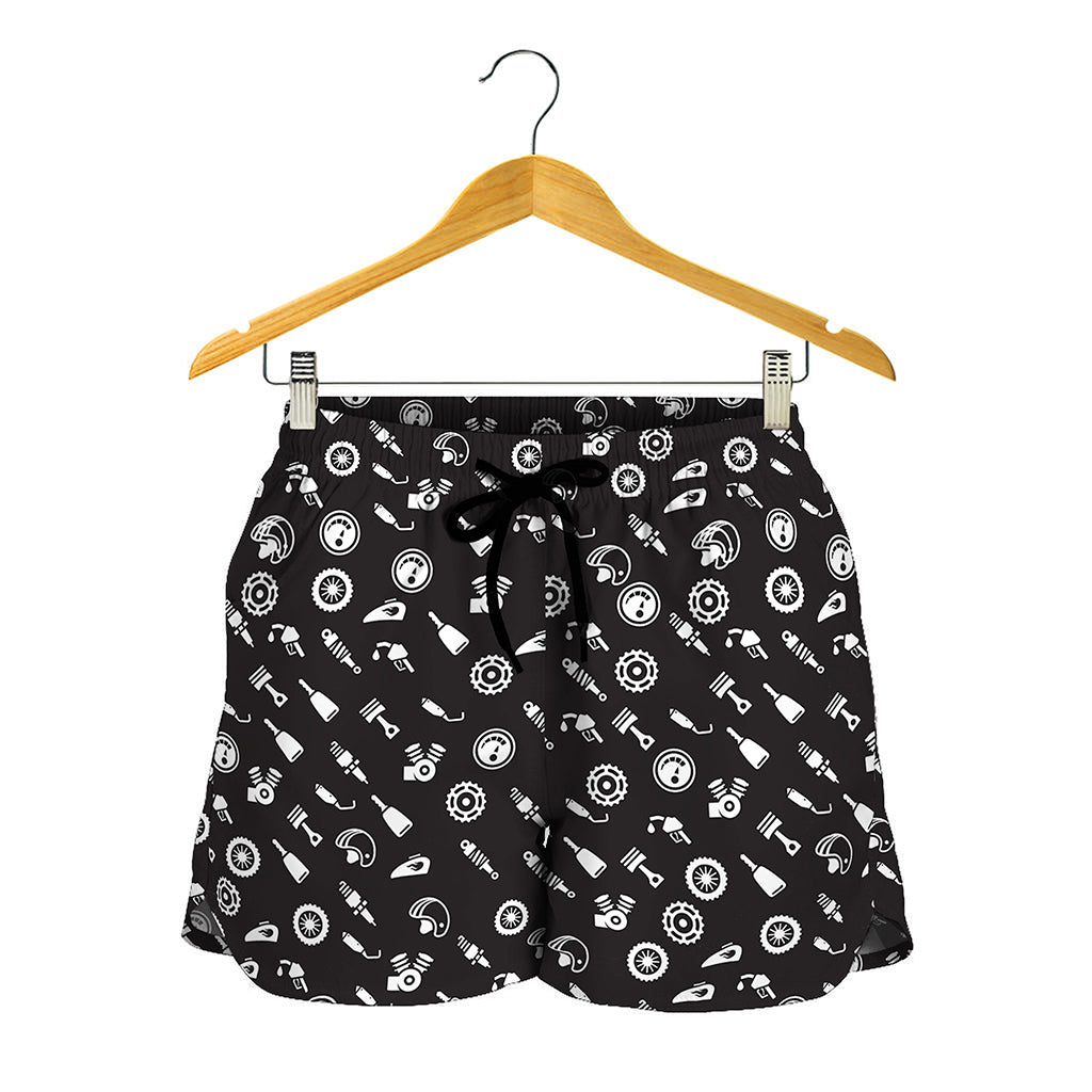 Motorcycle Parts Pattern Print Women's Shorts