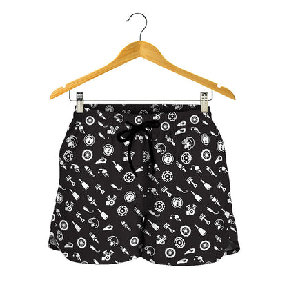 Motorcycle Parts Pattern Print Women's Shorts