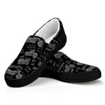 Motorcycle Quote Pattern Print Black Slip On Shoes