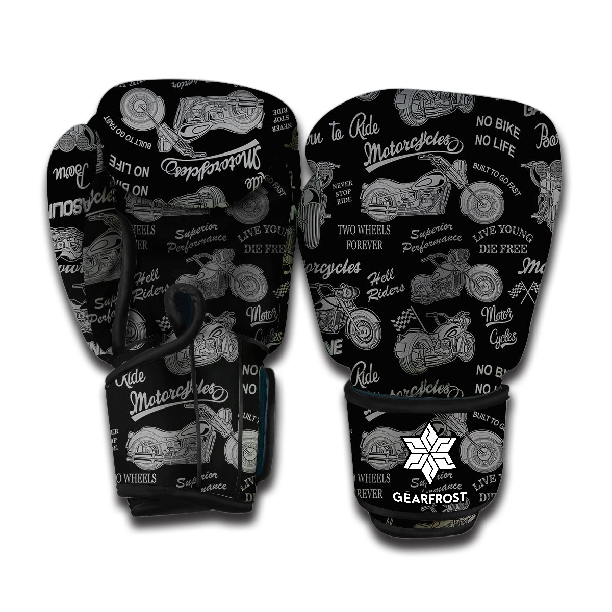 Motorcycle Quote Pattern Print Boxing Gloves