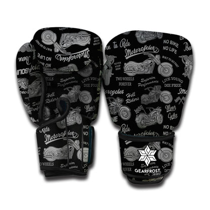 Motorcycle Quote Pattern Print Boxing Gloves