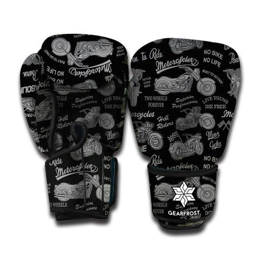 Motorcycle Quote Pattern Print Boxing Gloves
