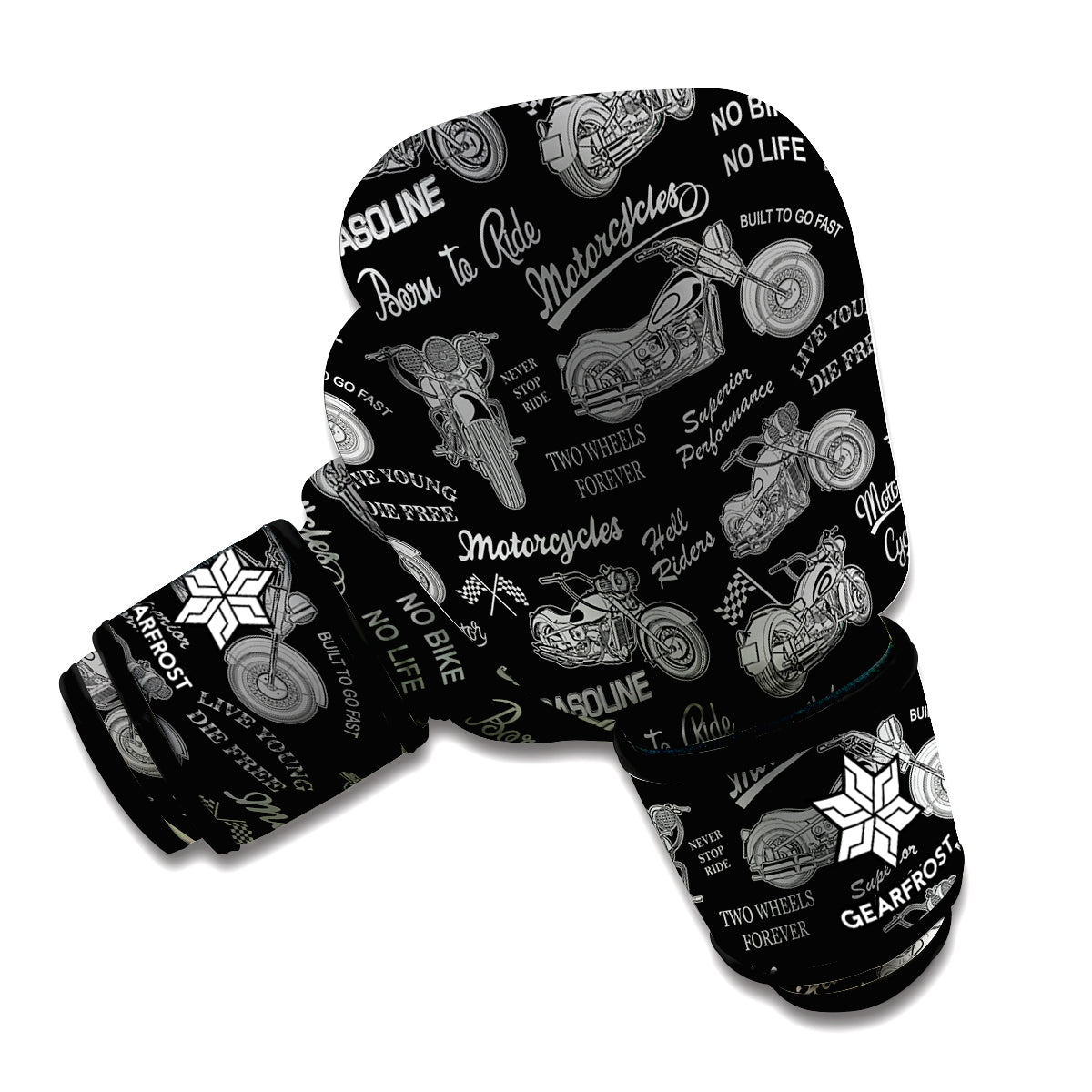 Motorcycle Quote Pattern Print Boxing Gloves