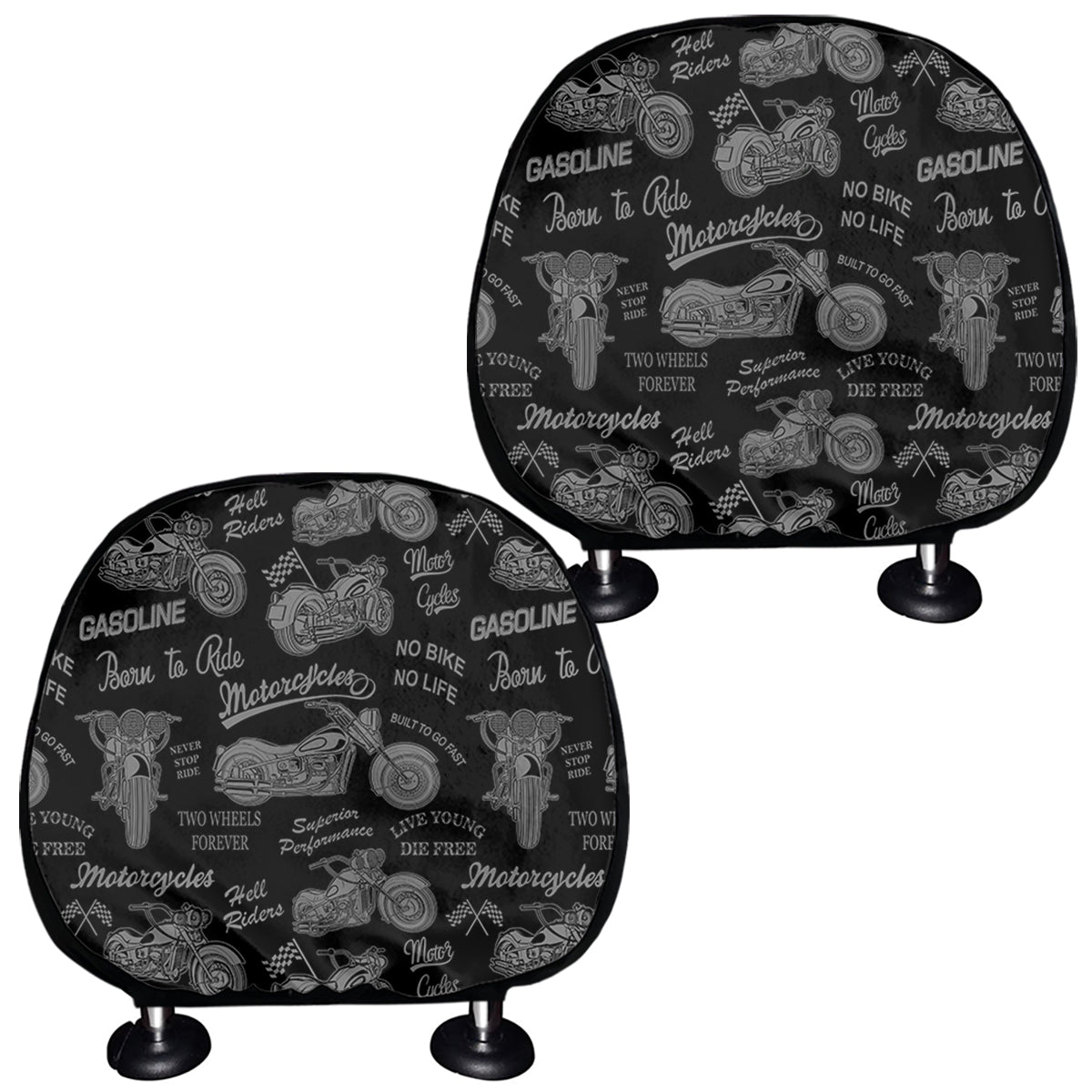 Motorcycle Quote Pattern Print Car Headrest Covers