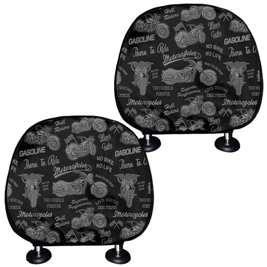 Motorcycle Quote Pattern Print Car Headrest Covers