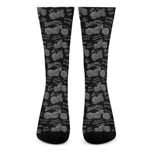 Motorcycle Quote Pattern Print Crew Socks