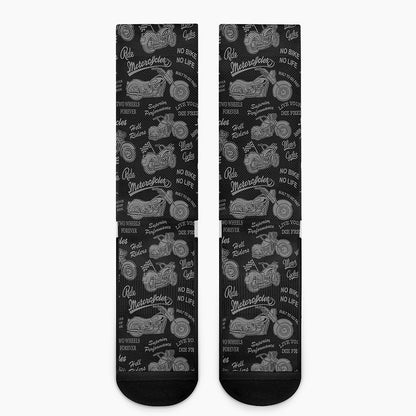 Motorcycle Quote Pattern Print Crew Socks