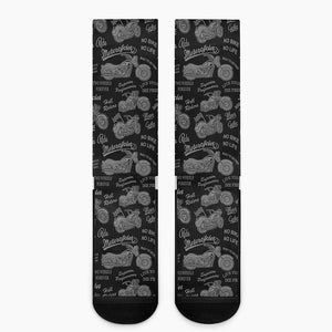 Motorcycle Quote Pattern Print Crew Socks