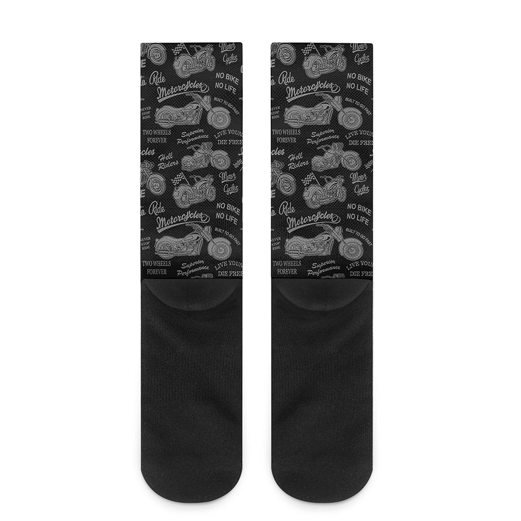 Motorcycle Quote Pattern Print Crew Socks