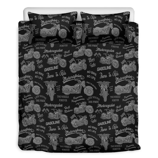 Motorcycle Quote Pattern Print Duvet Cover Bedding Set