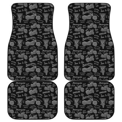 Motorcycle Quote Pattern Print Front and Back Car Floor Mats