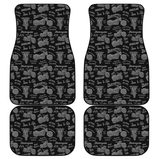 Motorcycle Quote Pattern Print Front and Back Car Floor Mats