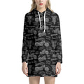 Motorcycle Quote Pattern Print Pullover Hoodie Dress