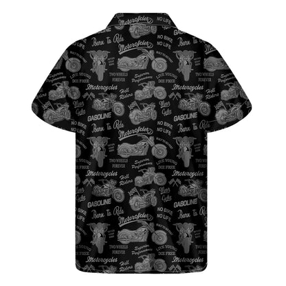 Motorcycle Quote Pattern Print Men's Short Sleeve Shirt
