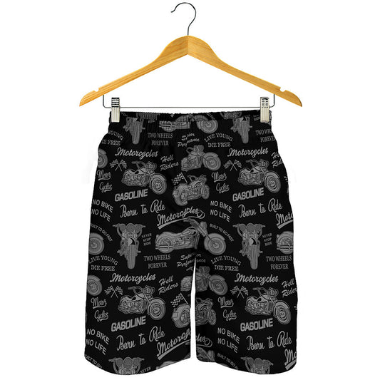 Motorcycle Quote Pattern Print Men's Shorts