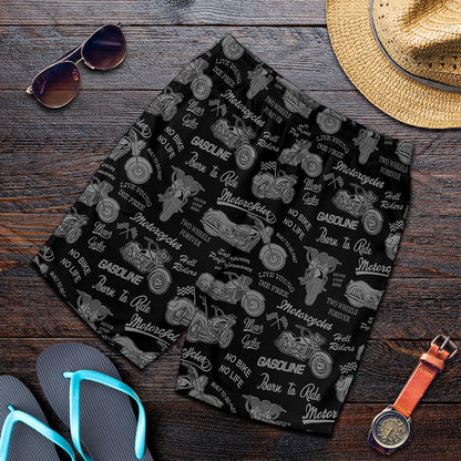 Motorcycle Quote Pattern Print Men's Shorts