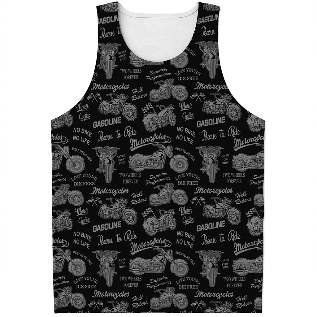 Motorcycle Quote Pattern Print Men's Tank Top