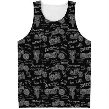 Motorcycle Quote Pattern Print Men's Tank Top