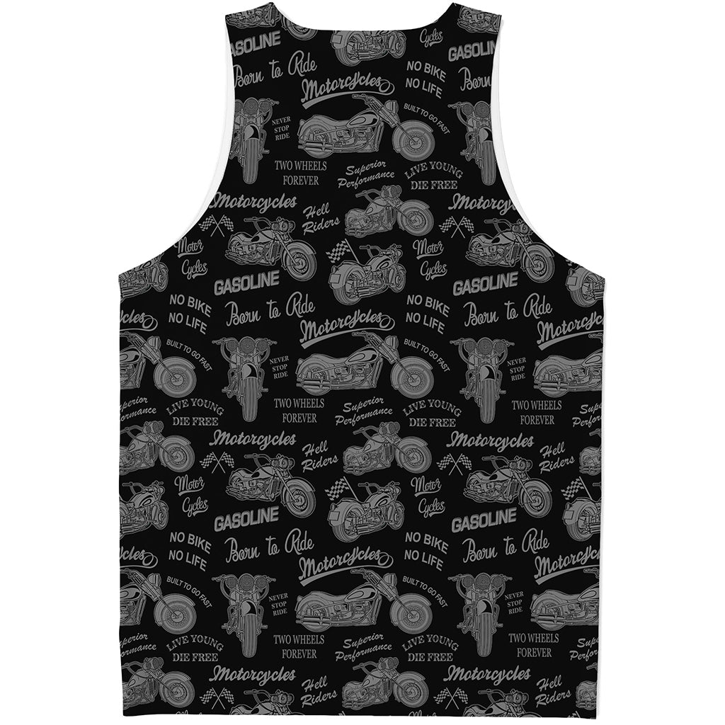 Motorcycle Quote Pattern Print Men's Tank Top