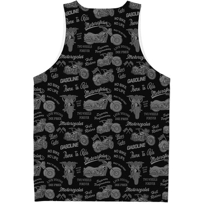 Motorcycle Quote Pattern Print Men's Tank Top