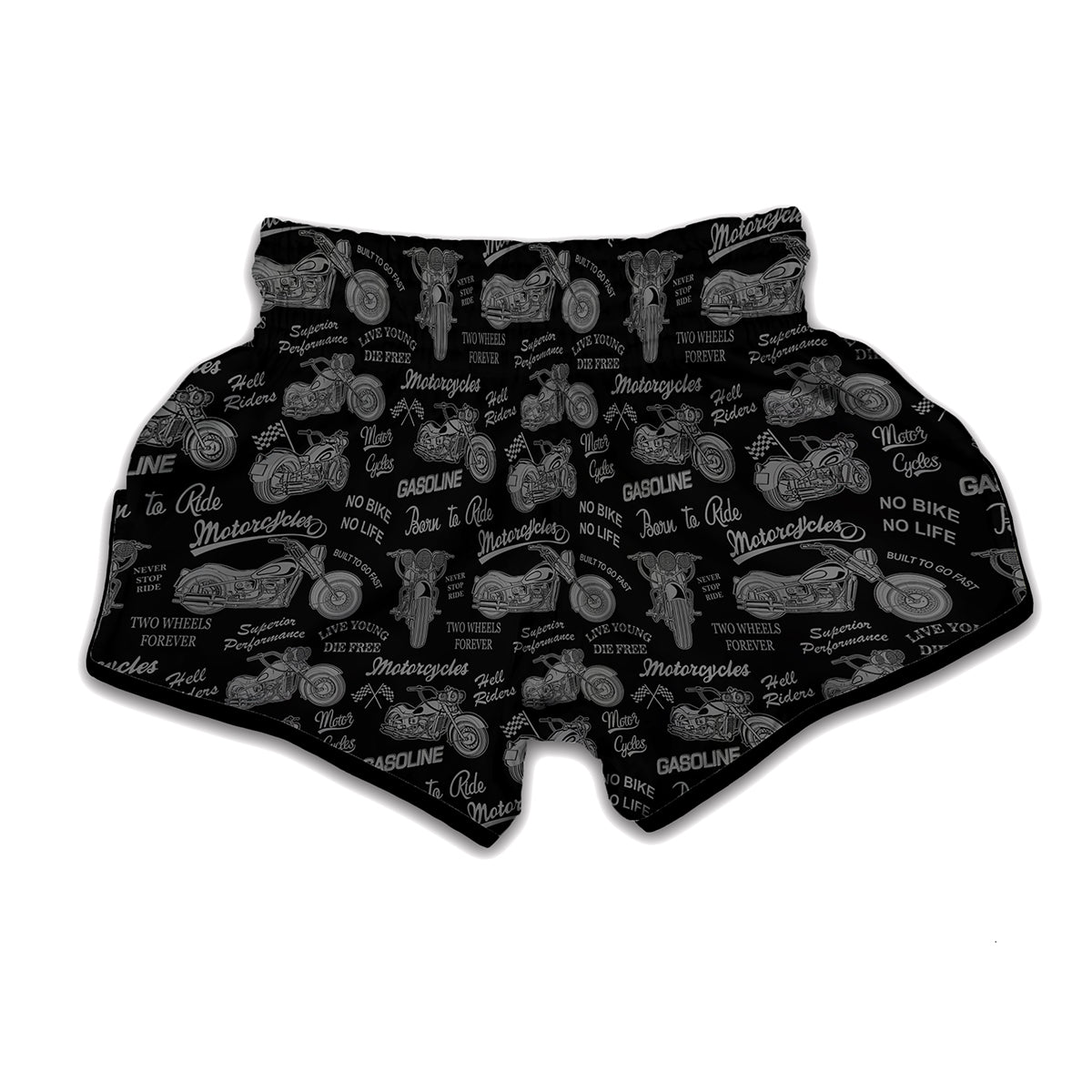 Motorcycle Quote Pattern Print Muay Thai Boxing Shorts